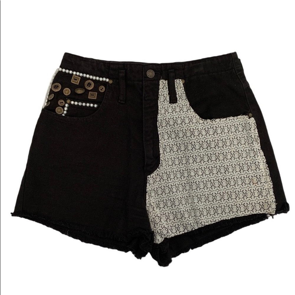 Vintage Black Denim Shorts Upcycled Sz. 6
